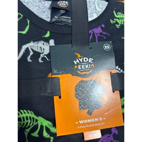 Hyde and Eek! Womens Pajama Set XS Halloween Dinosaur Skeleton Sleepwear - Picture 3 of 6